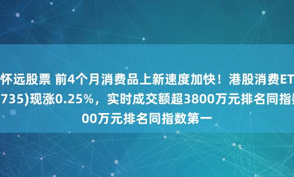 怀远股票 前4个月消费品上新速度加快！港股消费ETF(159735)现涨0.25%，实时成交额超3800万元排名同指数第一